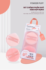 H-9009 - Set 2 Bông Phấn Khô HEY Kèm Hộp Đựng Powder Puff 41g (Cam)