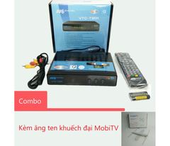 Đầu Thu Truyền Hình KTS DVB-T2 VTC T201 + ANTEN KHUẾCH ĐẠI MOBI