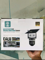 Solar Camera 4G Yoosee P10-4G màu đen 2 mắt 2 khung hình, khe sim 4G - Mẫu Mới (8 LED + Còi báo động trắng + Pin 168 giờ liên tục + App: V380 PRO)