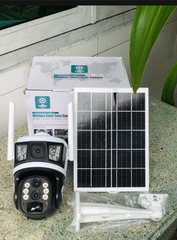 Solar Camera 4G Yoosee P10-4G màu đen 2 mắt 2 khung hình, khe sim 4G - Mẫu Mới (8 LED + Còi báo động trắng + Pin 168 giờ liên tục + App: V380 PRO)