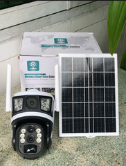 Solar Camera 4G Yoosee P10-4G màu đen 2 mắt 2 khung hình, khe sim 4G - Mẫu Mới (8 LED + Còi báo động trắng + Pin 168 giờ liên tục + App: V380 PRO)