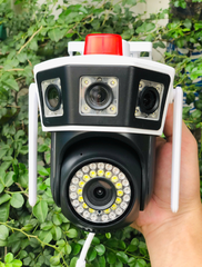Camera Wifi Yoosee F066-15MP 4 mắt 3 màn hình , có đèn báo nhấp nhấy (Black)