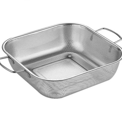 KHAY LƯỚI, RỔ ĐÚC INOX 2 QUAI RỬA RAU CỦ QUẢ, ĐỰNG ĐỒ CHIÊN RÁN 22.5CM (T80) (CÁI)