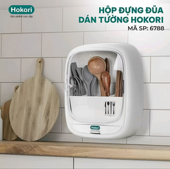 HỘP ĐỰNG ĐŨA THÌA DÁN TƯỜNG HOKORI CÓ CHIA NGĂN VÀ NẮP ĐẬY CHỐNG BỤI MS6788 (T1)