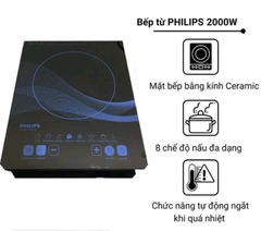 [4 TẶNG 1] BẾP TỪ ĐƠN CẢM ỨNG PHILIPS 2000W CÓ CHỨC NĂNG HẸN GIỜ, ĐUN CỰC NHANH + TẶNG KÈM NỒI (T5) (CÁI)