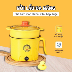 CA MÌ LẨU ĐIỆN VỊT VÀNG - NỒI LẨU ĐIỆN ĐA NĂNG MINI 18CM KÈM GIÁ HẤP NHỰA SHANBEN HÀNG SỊN(T36) (CÁI)