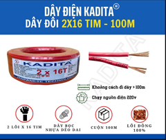 Dây điện đôi Kadita 2x16T - Cuộn 100m