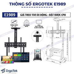 Khung treo Tivi di động E1989 32″- 75″ Tải trọng 40kg