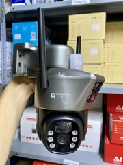 Solar Camera 4G Yoosee màu đen 2 mắt 2 khung hình, khe sim 4G - Mẫu Mới (12 LED + Còi báo động trắng  + App: V380 PRO)