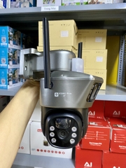 Solar Camera 4G Yoosee màu đen 2 mắt 2 khung hình, khe sim 4G - Mẫu Mới (12 LED + Còi báo động trắng  + App: V380 PRO)