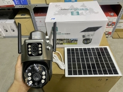 Solar Camera 4G V380 PRO BLACK 2 mắt 2 khung hình, khe sim 4G - Mẫu Mới (12 LED + Còi báo động trắng + Pin 168 giờ liên tục)