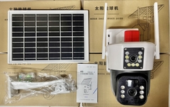 Solar Camera 4G YOOSEE TG37 6MP trắng 2 mắt 2 khung hình, khe sim 4G - Mẫu Mới (15 LED + Còi báo động đỏ + App: ESEECLOUD)