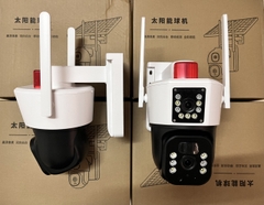 Solar Camera 4G YOOSEE TG37 6MP trắng 2 mắt 2 khung hình, khe sim 4G - Mẫu Mới (15 LED + Còi báo động đỏ + App: ESEECLOUD)