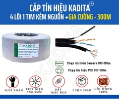 Dây Cáp 4 Lõi + Nguồn điện ( Sợi Cứng ) 300M Chuyên Camera