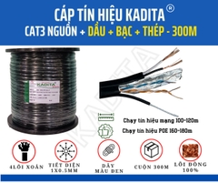 Dây cáp 4 lõi xoắn 300M( cat3 nguồn- dầu - bạc - thép --- có bọc chống nhiễu)