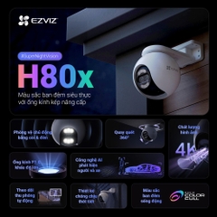 Camera Wifi 10MP EZVIZ H80X 2 ống kính Dual 4K (8MP+2MP), màu ban đêm, khẩu độ lớn F1.0, 4mm