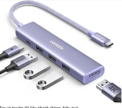 UGREEN 35582 - Bộ chuyển đổi USB Type-C 5 trong1 ra HDMI 4K@30Hz, USB 3.0, Sạc PD 100W