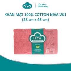 Khăn Mặt 100% Cotton Tự Nhiên Niva WJ1 Mềm Mịn Thấm Nước An Toàn Cho Da Họa Tiết Trơn Kích Thước 28x48 cm