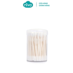 Tăm Bông Niva Hũ Xoay 100 Que Thân Giấy AJ1 Đa Năng Chuyên Dùng Ngoáy Tai, Vệ Sinh, Trang Điểm, Thân Thiện Môi Trường