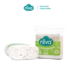 Combo 3 Tăm Bông Niva Túi 200 Que Thân Giấy AZP3 Đa Năng Chuyên Dùng Ngoáy Tai, Vệ Sinh Trang Điểm Thân Thiện Môi Trường