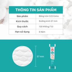 Bông Tẩy Trang NIVA Tròn CZ2 – Gói 130 Miếng, 100% Bông Tự Nhiên, Mềm Mại Cho Da Nhạy Cảm