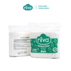 Combo 3 Tăm Bông Niva Túi 200 Que Thân Nhựa AZ3 Đa Năng Chuyên Dùng Ngoáy Tai, Vệ Sinh, Trang Điểm