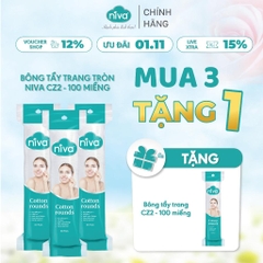 [BEST SALE] Bông Tẩy Trang NIVA Tròn Cz2 Túi 100 Miếng Cao Cấp Bông Tự Nhiên 100% Mềm Mại An Toàn Cho Da Nhạy Cảm