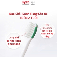 Bàn Chải Đánh Răng Lipzo Kids S2 Hình Thú Ngộ Nghĩnh Siêu Mềm Dành Cho Bé Trên 2 Tuổi