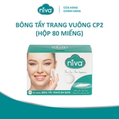 Bông Tẩy Trang Vuông Niva CP2 Cao Cấp Bông Tự Nhiên, Công Nghệ Kháng Khuẩn An Toàn Cho Da Dầu Mụn Nhạy Cảm