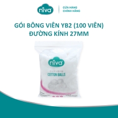 Gói 100 Bông Gòn Viên Tròn Y Tế Niva YB2 Đường Kính 27mm Nhét Tai Cho Mẹ, Phụ Nữ Sau Sinh An Toàn Tiệt Trùng