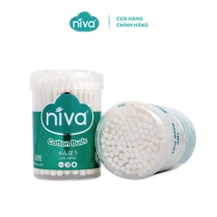 Combo 10 Tăm Bông Niva Hũ Xoay 100 Que Thân Nhựa AH1 Đa Năng Chuyên Dùng Ngoáy Tai, Vệ Sinh, Trang Điểm