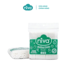 Combo 10 Tăm Bông Niva Túi 100 Que Thân Nhựa AZ2 Đa Năng Chuyên Dùng Ngoáy Tai, Vệ Sinh, Trang Điểm