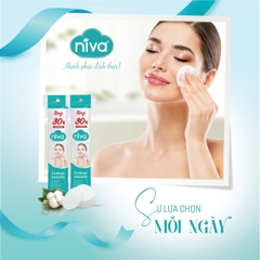 Bông Tẩy Trang NIVA Tròn CZ2 – Gói 130 Miếng, 100% Bông Tự Nhiên, Mềm Mại Cho Da Nhạy Cảm