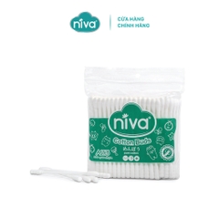 Combo 3 Tăm Bông Niva Túi 200 Que Thân Nhựa AZ3 Đa Năng Chuyên Dùng Ngoáy Tai, Vệ Sinh, Trang Điểm