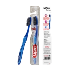 Combo 3 Bàn Chải Đánh Răng Lipzo Wow Charcoal Than Hoạt Tính Công Nghệ Chỉ Tơ Vàng Hai Lớp Nano Kháng Khuẩn Khử Mùi