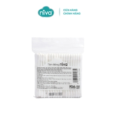 Combo 10 Tăm Bông Niva Túi 100 Que Thân Nhựa AZ2 Đa Năng Chuyên Dùng Ngoáy Tai, Vệ Sinh, Trang Điểm