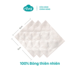 Bông Tẩy Trang Vuông Niva CP1 Cao Cấp Bông Tự Nhiên, Công Nghệ Kháng Khuẩn An Toàn Cho Da Dầu Mụn Nhạy Cảm