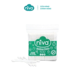 Combo 10 Tăm Bông Niva Túi 100 Que Thân Nhựa AZ2 Đa Năng Chuyên Dùng Ngoáy Tai, Vệ Sinh, Trang Điểm
