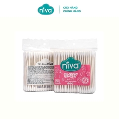 Combo 3 Tăm Bông Niva Cho Trẻ Sơ Sinh Túi 200 Que Thân Giấy BZP1 Bông Tự Nhiên Kháng Khuẩn An Toàn,Thân Thiện Môi Trường