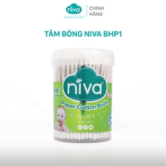 Tăm Bông Niva Cho Trẻ Sơ Sinh Hũ Xoay 200 Que Thân Giấy BHP1 Bông Tự Nhiên Kháng Khuẩn An Toàn, Thân Thiện Môi Trường