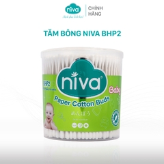 Tăm Bông Niva Cho Trẻ Sơ Sinh Hũ Xoay 400 Que Thân Giấy BHP2 Bông Tự Nhiên Kháng Khuẩn An Toàn, Thân Thiện Môi Trường
