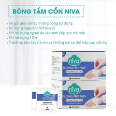 Bông Tẩm Cồn Tiệt Trùng Niva Hộp 100 Miếng Dùng Để Làm Sạch Và Khử Trùng Trước Khi Tiêm