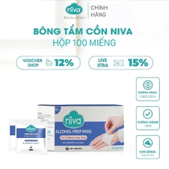 Bông Tẩm Cồn Tiệt Trùng Niva Hộp 100 Miếng Dùng Để Làm Sạch Và Khử Trùng Trước Khi Tiêm