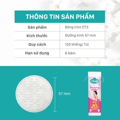 [Mua 2 Tặng 1] Bông Tẩy Trang Tròn Niva Cao Cấp CT3 Gói 120 Miếng Bông Tự Nhiên Mềm Mại Tẩy Trang, Rửa Mặt