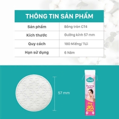 Bông Tẩy Trang Tròn Niva CT4 Cao Cấp 180 Miếng Bông Tự Nhiên Mềm Mại Tẩy Trang Dưỡng Da 2 Trong 1