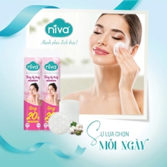 Bông Tẩy Trang Tròn Niva CT4 Cao Cấp 180 Miếng Bông Tự Nhiên Mềm Mại Tẩy Trang Dưỡng Da 2 Trong 1