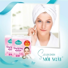 [Mua 3 Tặng 1] Bông Tẩy Trang Vuông NIVA CV2 – Túi 120 Miếng, Bông Tự Nhiên Cao Cấp, Dịu Nhẹ Cho Da