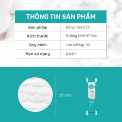 Bông Tẩy Trang Tròn Niva CZ2 Cao Cấp Bông Tự Nhiên, Công Nghệ Kháng Khuẩn An Toàn Cho Da Dầu Mụn Nhạy Cảm