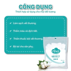 Gói 50 Bông Gòn Viên Tròn Y Tế Niva YB1 Đường Kính 27mm Nhét Tai Cho Mẹ, Phụ Nữ Sau Sinh An Toàn Tiệt Trùng