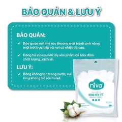 Gói 50 Bông Gòn Viên Tròn Y Tế Niva YB1 Đường Kính 27mm Nhét Tai Cho Mẹ, Phụ Nữ Sau Sinh An Toàn Tiệt Trùng